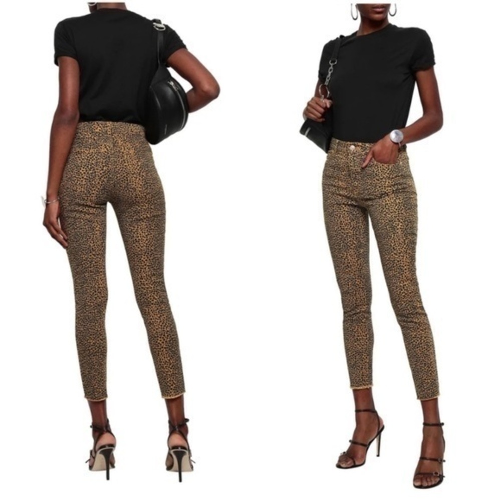 Current/Elliott The Stiletto Raw Edge Crop spotted leopard print jeans